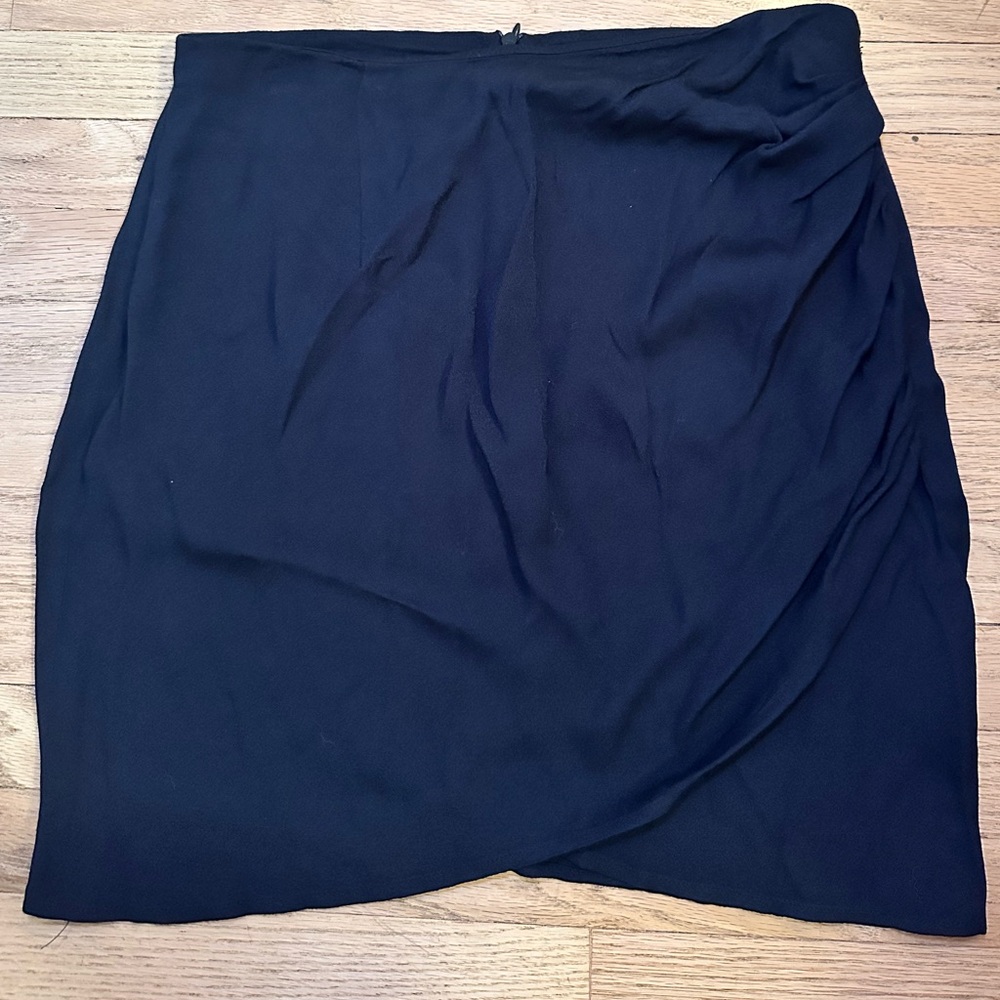 Reformation Black Asymmetrical Wrap Pencil Skirt